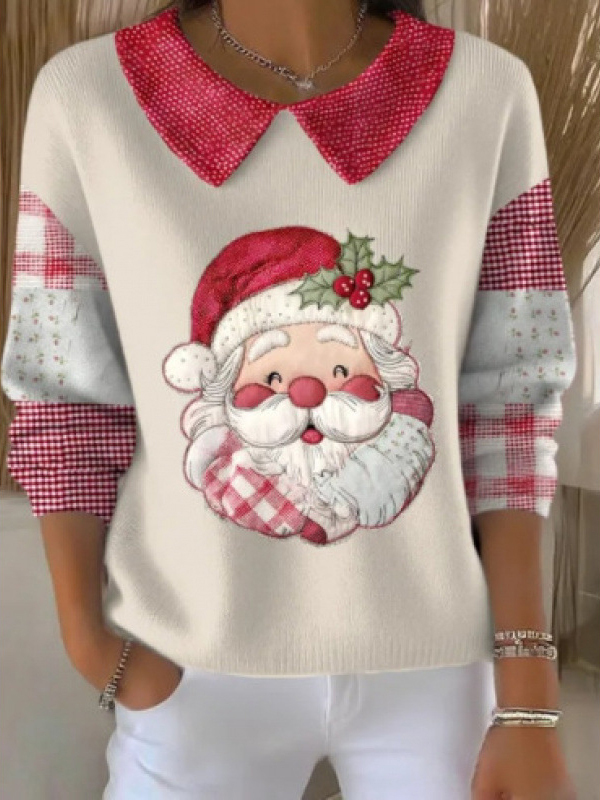 Christmas Santa Printed Women's Oversized Sweatshirt