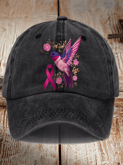 Breast Cancer Awareness Hummingbird Print Hat
