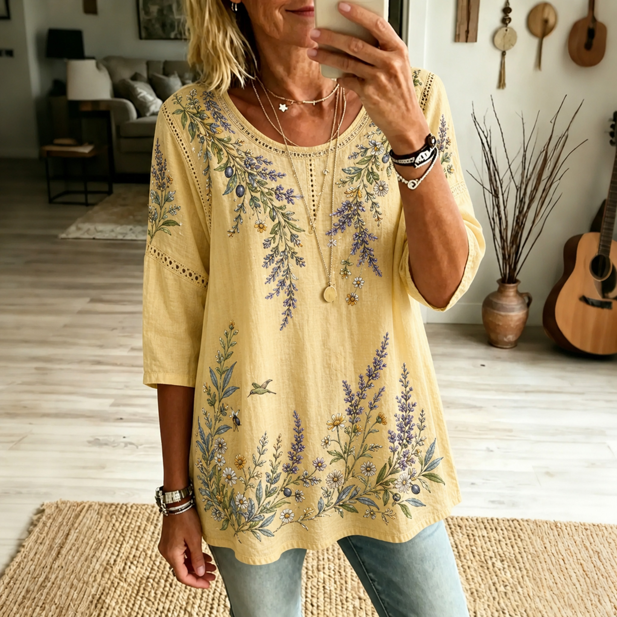 Women's Retro Foral Print Blouse
