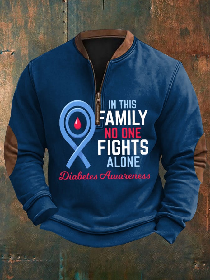 Men's No One Fight Alone Diabetes Awareness Casual Pullover
