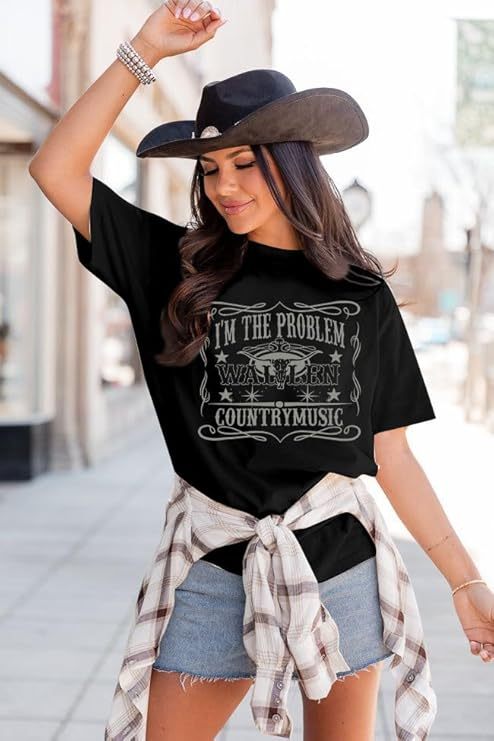 I'm The Problem T-Shirt Retro Steer Skull Western Shirts Country Music Tees