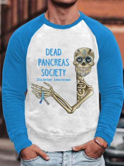 Men's Dead Pancreas Society Diabetes Awareness Print Casual Sweatshirt