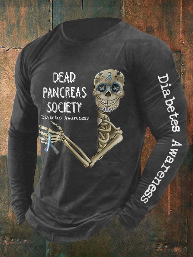 Men's Retro Diabetes Awareness Dead Pancreas Society Print T-Shirt