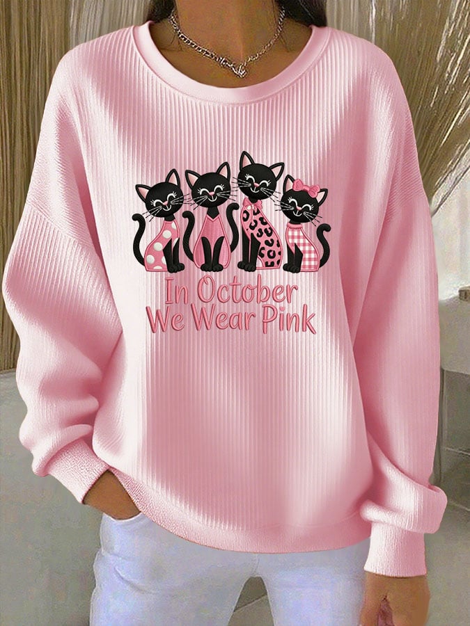 Women'S Adenocarcinoma Print Casual Knit Top