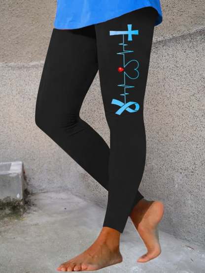 Women's Faith Hope Cure Diabetes Awareness Print Leggings