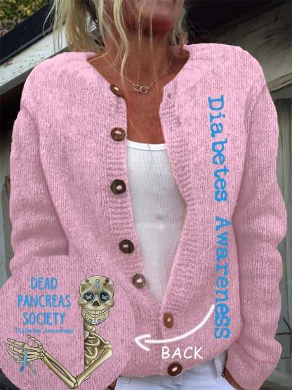 Women'S Retro Dead Pancreas Society Diabetes Awareness Comfort Knitted Cardigan
