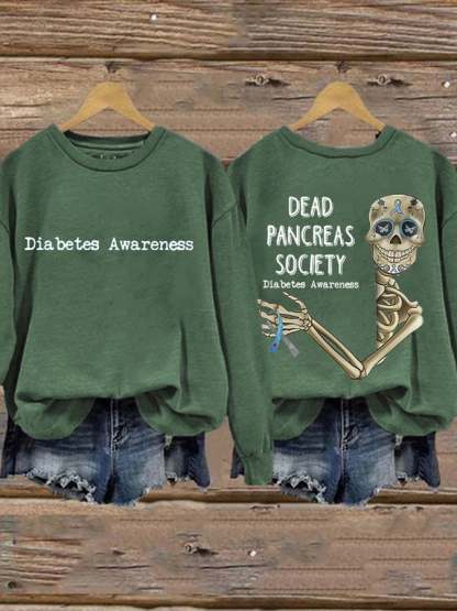 Retro Diabetes Awareness Dead Pancreas Society Print Sweatshirt