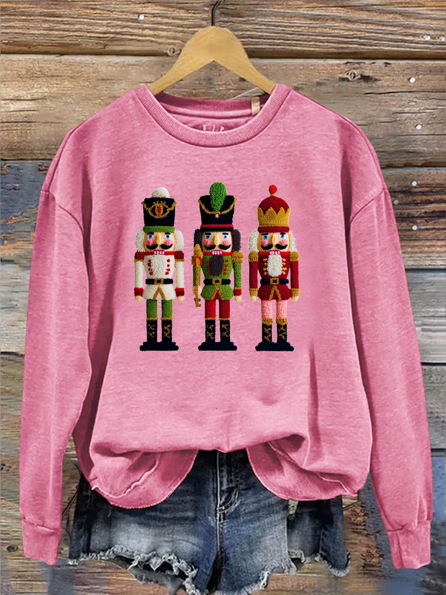 Women's Christmas Nutcracker 3D Knitting Crochet Pattern Neck Sweatshirt
