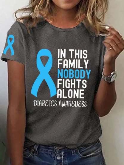 Women's Diabetes Awareness Print T-Shirt