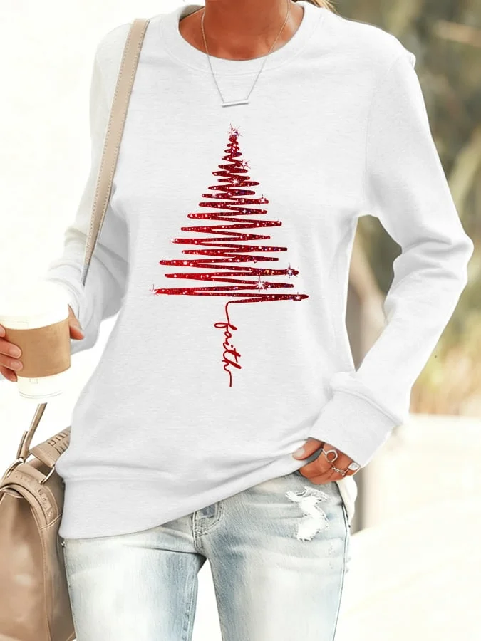 Women's Christmas Tree Print Sweatshirt