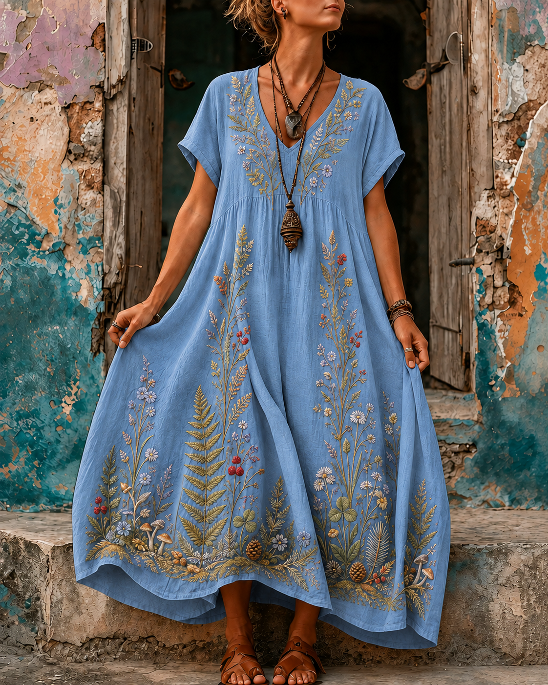 Women's Vacation Casual Boho Foral Sunny Beach Maxi Dress