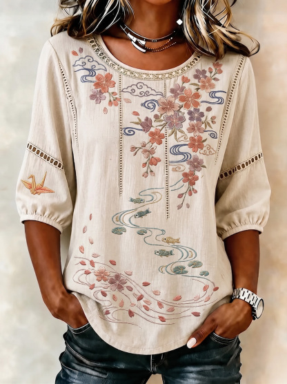 Women's Retro Foral Print Blouse
