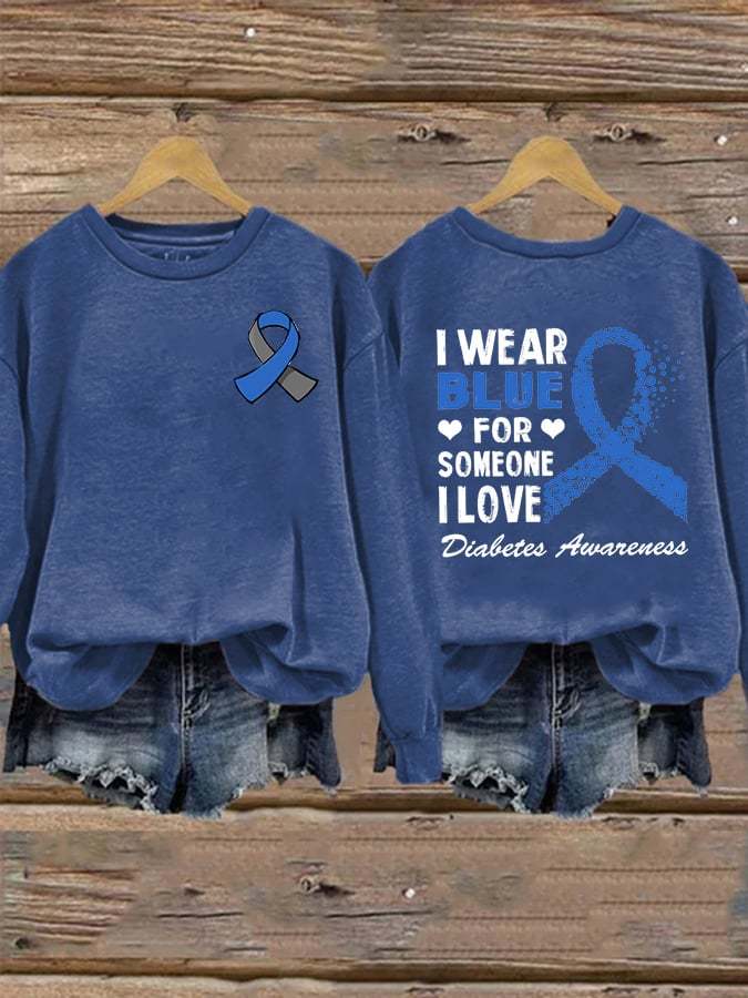 Women's I Wear Blue For Someone I Love Diabetes Awarenesse Print Casua