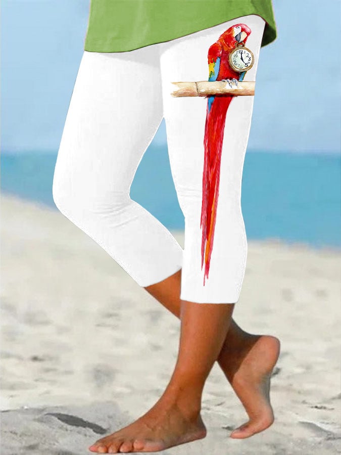 Women's 5 O'clock Parrot Print Casual Leggings