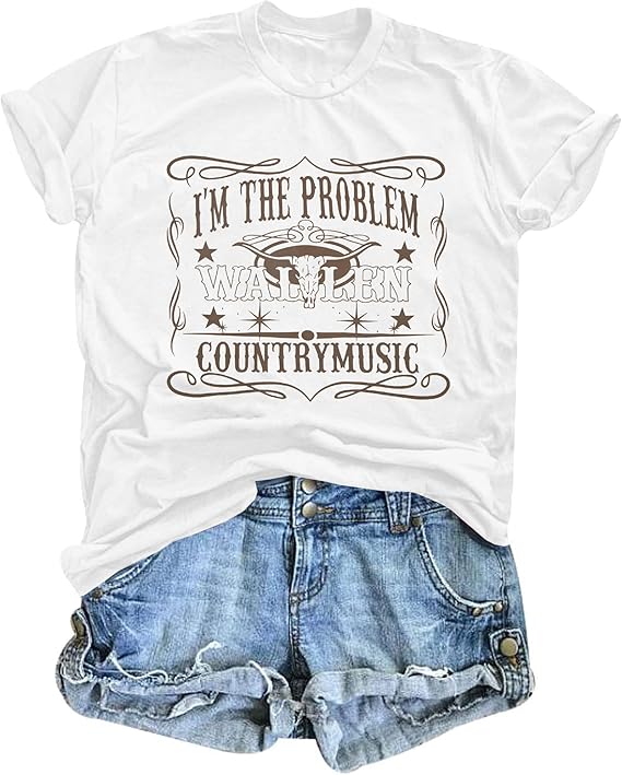 I'm The Problem T-Shirt Retro Steer Skull Western Shirts Country Music Tees