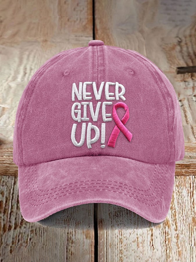 🩷Nobody Fights Alone🩷Never Give Up Pink Ribbon Breast Cancer Awareness Print Baseball Cap