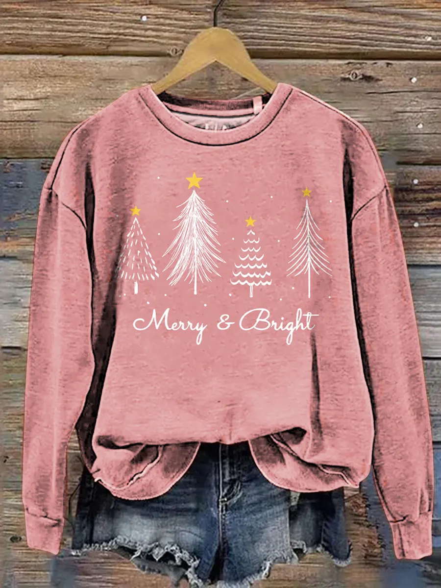 Christmas Tree Pattern Art Print Casual Sweatshirt