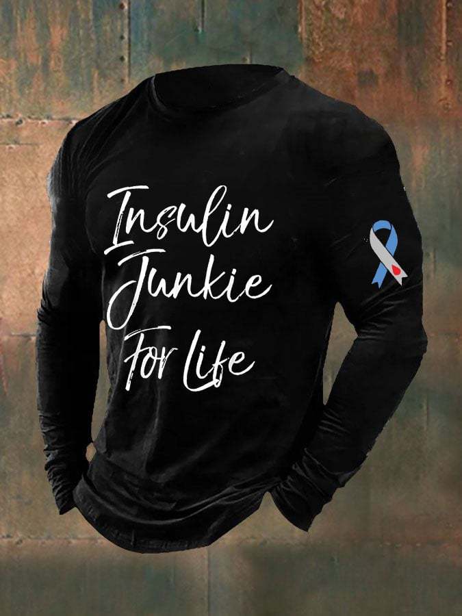 Men's Funny Insulin Junkie for Life Diabetes Awareness Top