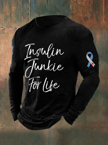 Men's Funny Insulin Junkie for Life Diabetes Awareness Top