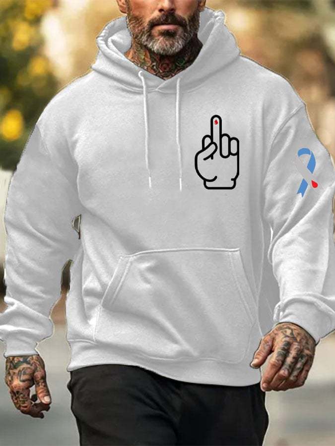 Men's Funny Middle Finger Diabetes Awareness Casual Hoodie
