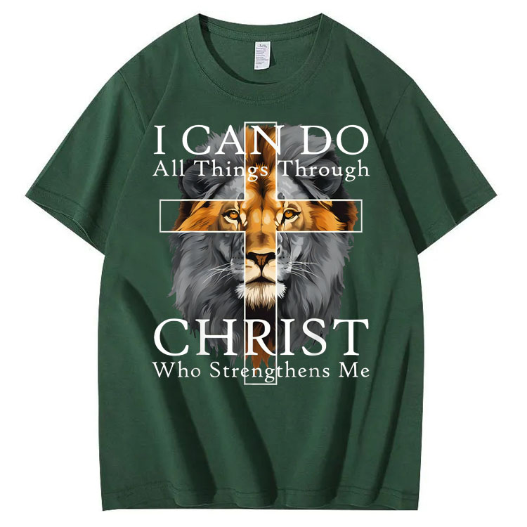 I Can Do All Things Through Christ Who Strengthens Me Pattern Print T-Shirt