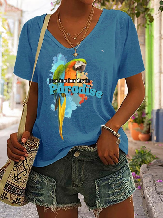 Women's Just Another Day In Paradise Printed Short-Sleeved T-Shirt
