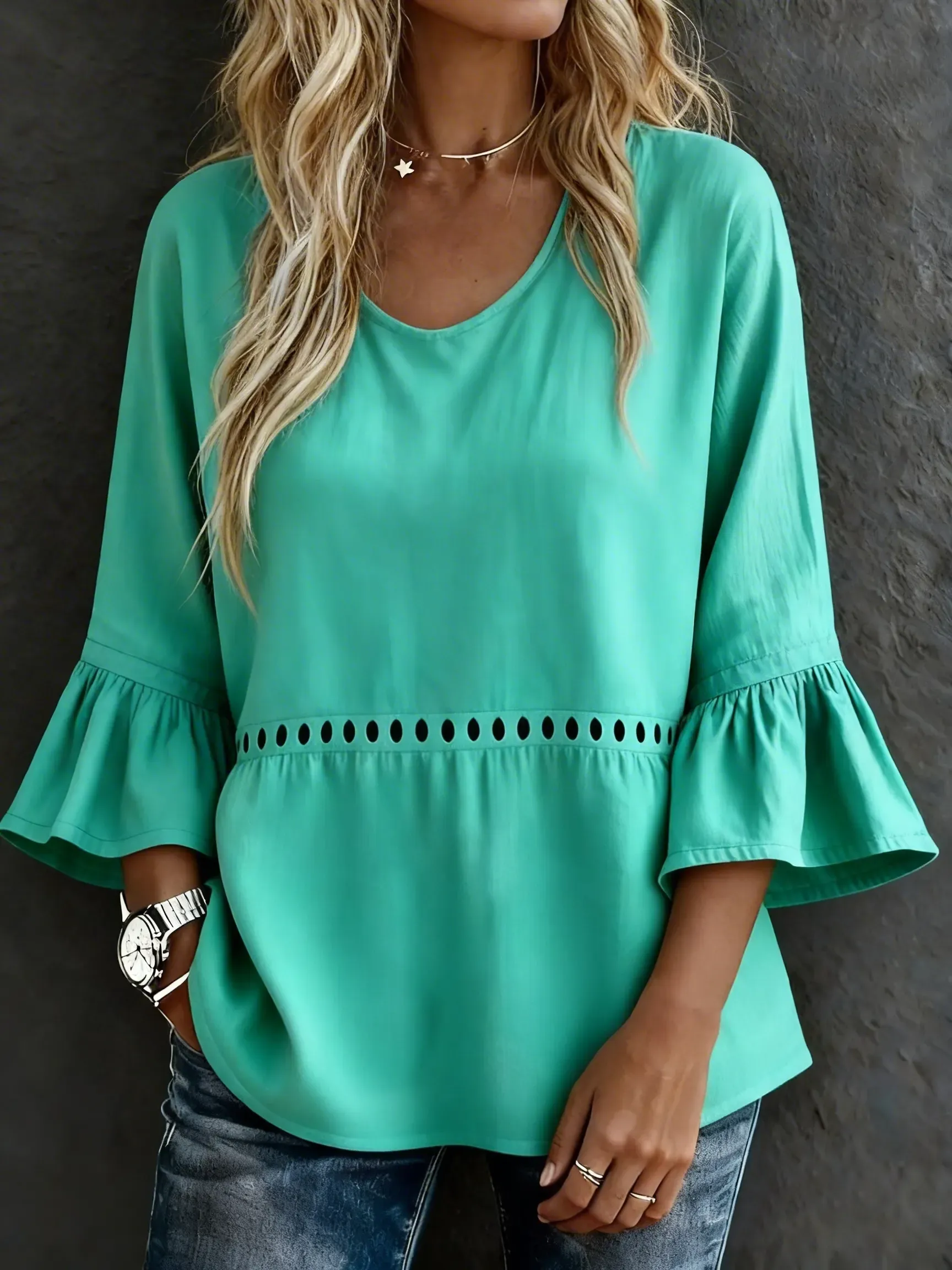 Women's Casual Solid Color Art Prints Cotton Shirt