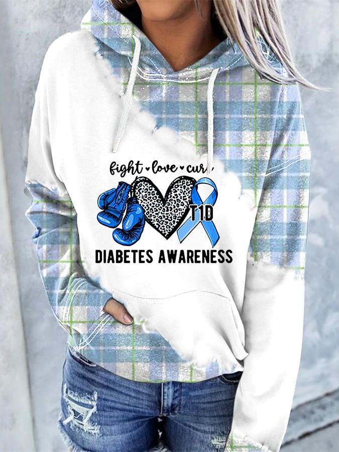 Women'S Fight Love Cure Diabetes Awareness Hoodie