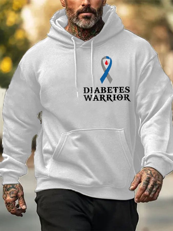 Men's Funny Diabetes Awareness Warrior Casual Hoodie