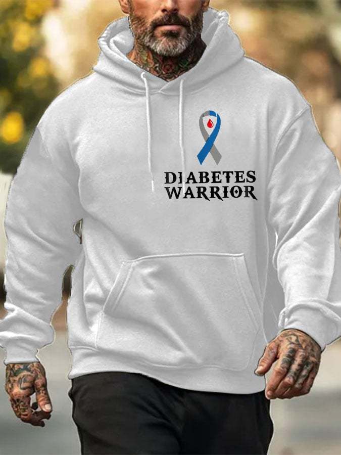 Men's Funny Diabetes Awareness Warrior Casual Hoodie