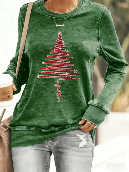 Women's Christmas Tree Print Sweatshirt