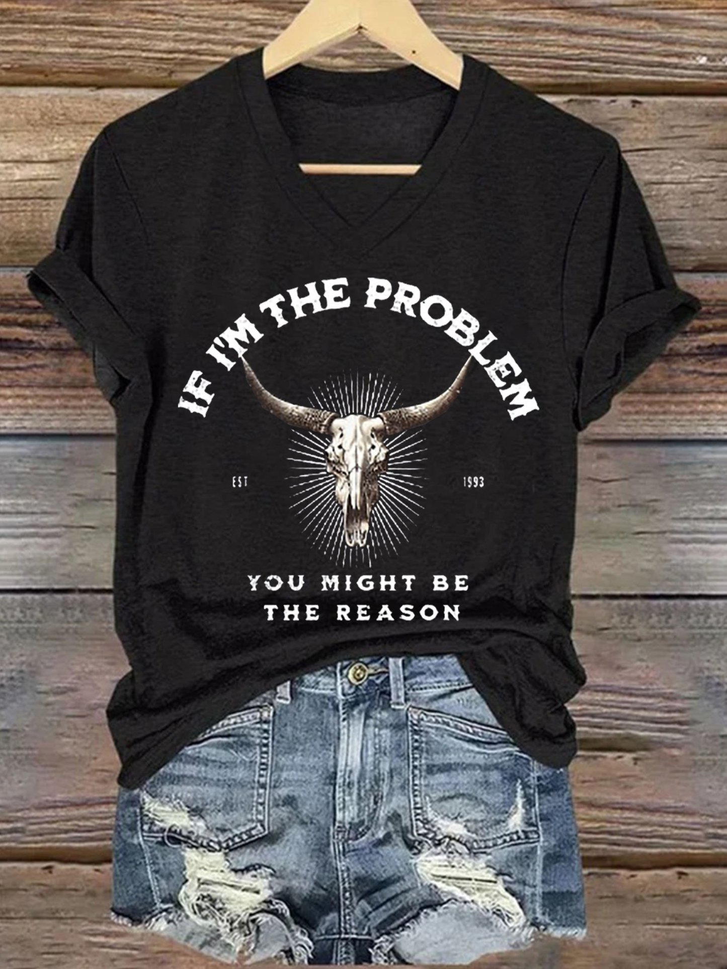 Women's  If I'm The Problem Maybe You're The Reason Printed Short-Sleeved T-Shirt