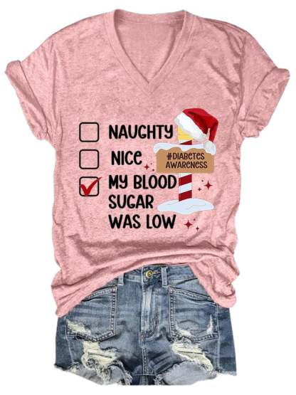 Women's Casual Diabetes Awareness Printed Short Sleeve T-Shirt