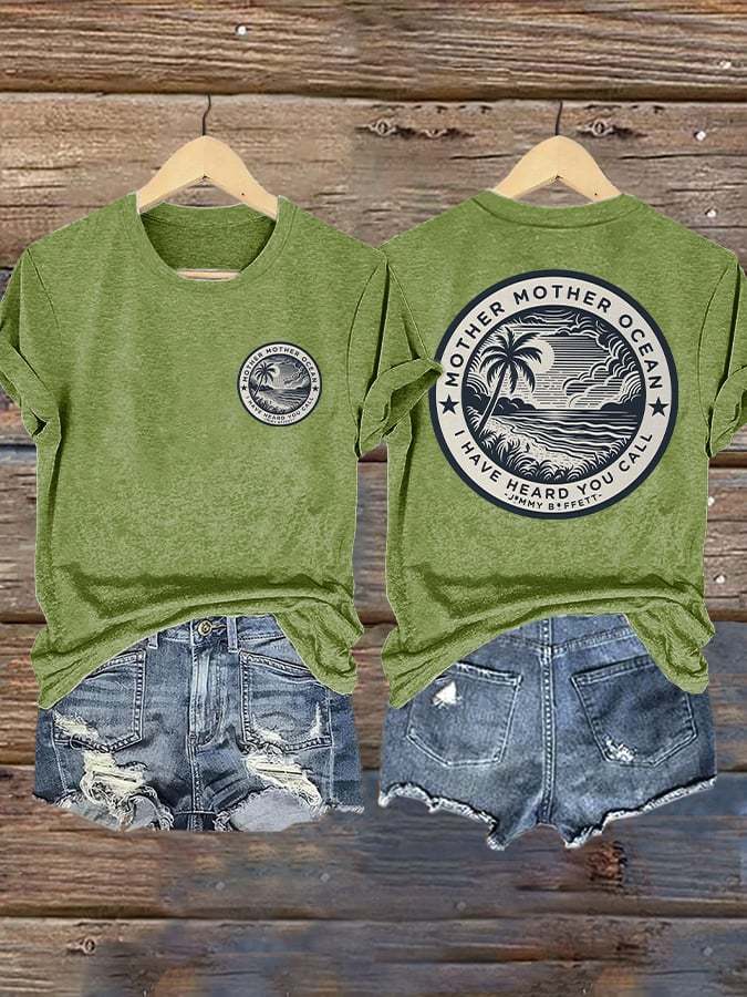 Retro Mother, Mother Ocean, I Have Heard You Call Print T-Shirt
