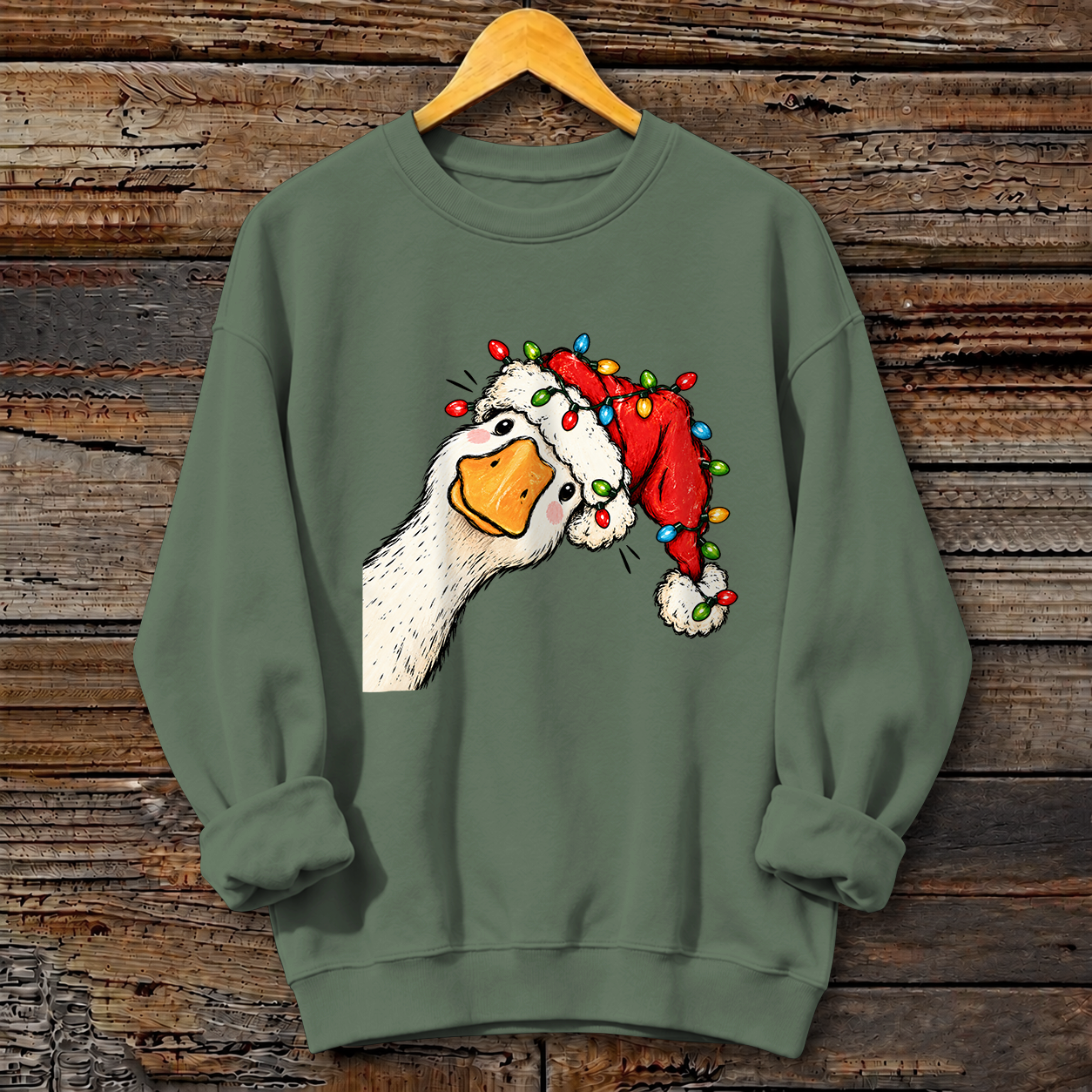 Funny Goose Christmas Print Crewneck Sweatshirt