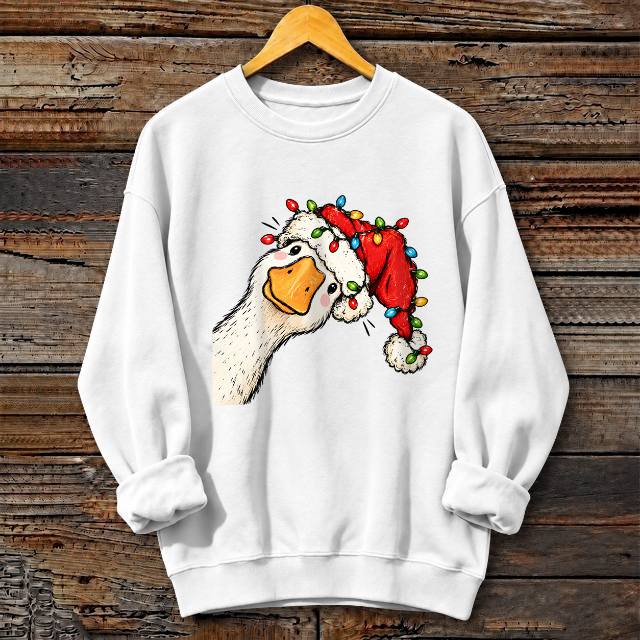 Funny Goose Christmas Print Crewneck Sweatshirt