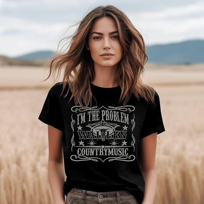 I'm The Problem T-Shirt Retro Steer Skull Western Shirts Country Music Tees