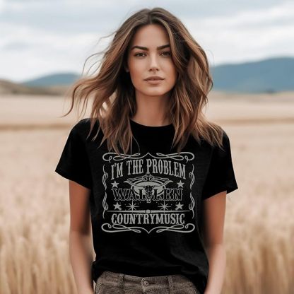 I'm The Problem T-Shirt Retro Steer Skull Western Shirts Country Music Tees