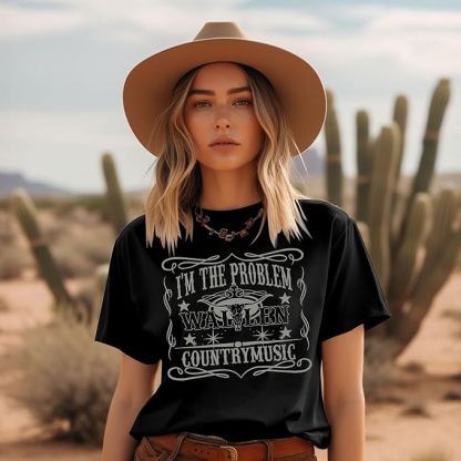 I'm The Problem T-Shirt Retro Steer Skull Western Shirts Country Music Tees