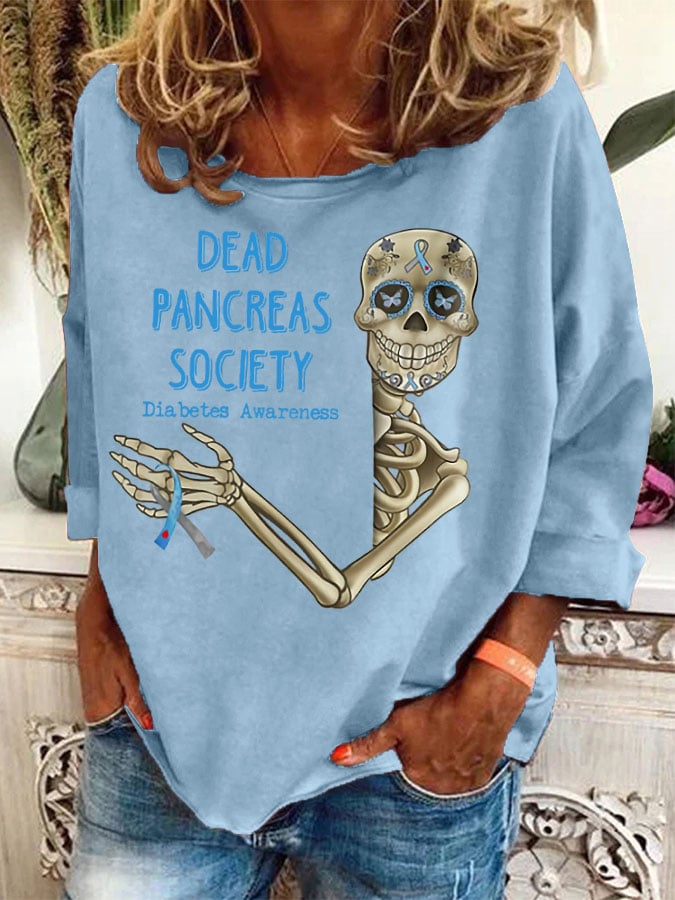 Women'S Dead Pancreas Society Diabetes Awareness Print Sweatshirt
