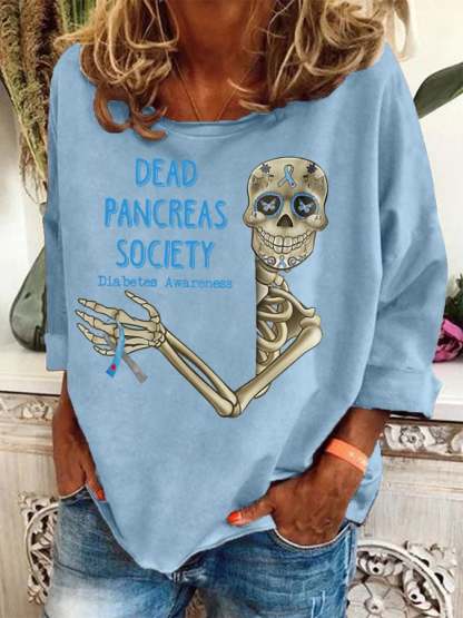 Women'S Dead Pancreas Society Diabetes Awareness Print Sweatshirt
