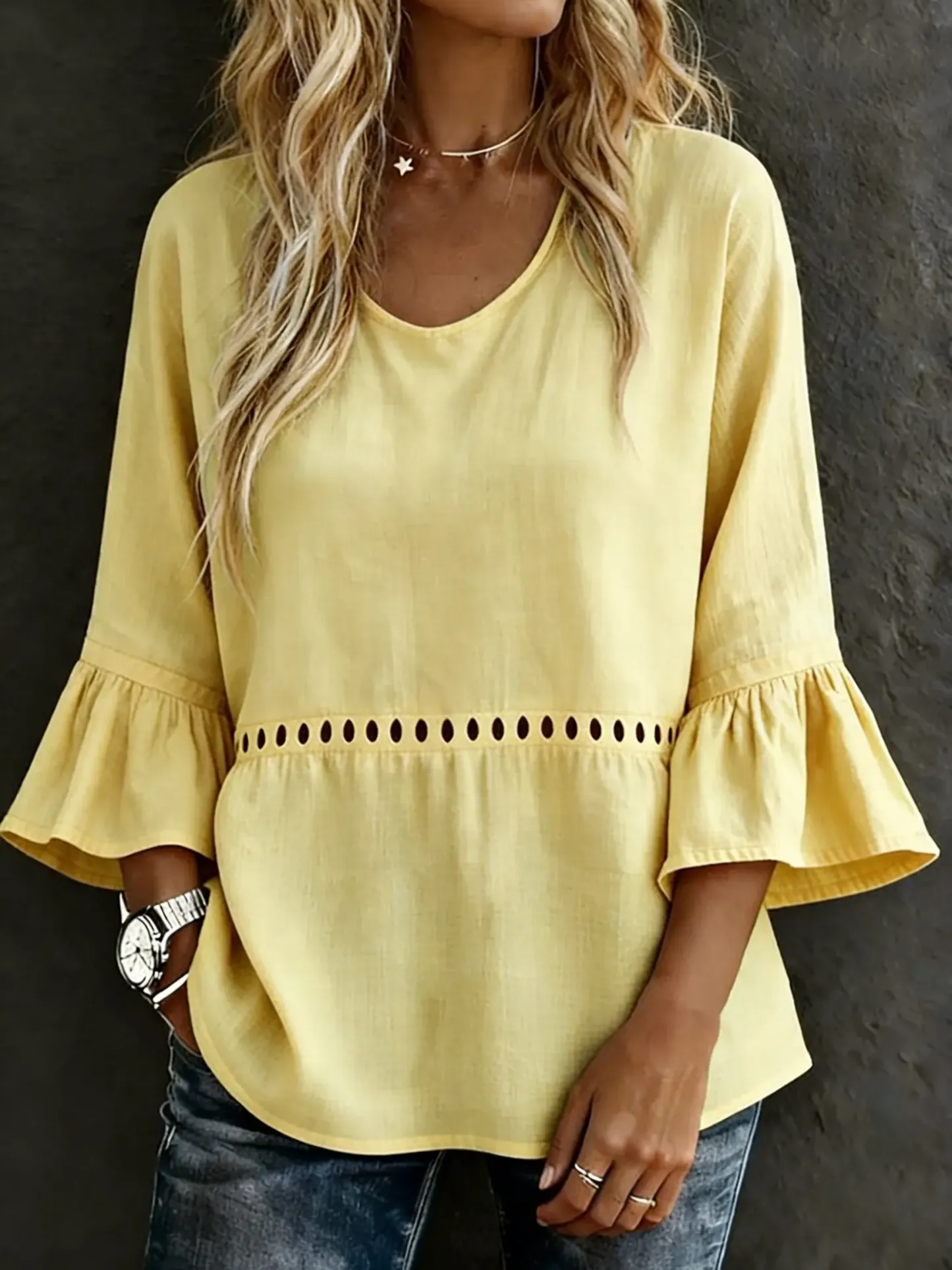 Women's Casual Solid Color Art Prints Cotton Shirt