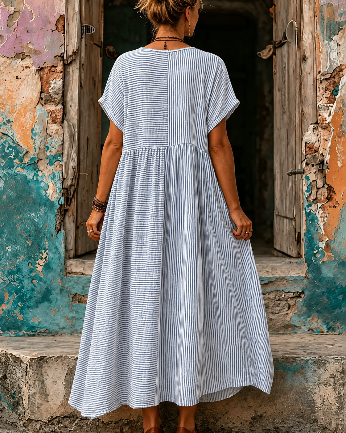 Casual Vacation Retro Geometric Print Maxi Dress