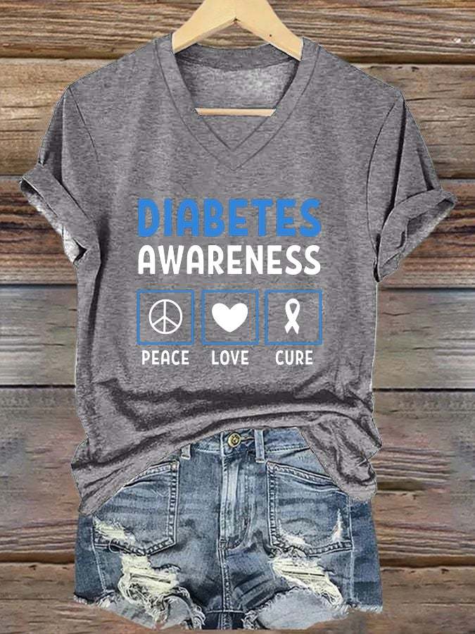 Women's Diabetes Awareness Print T-Shirt