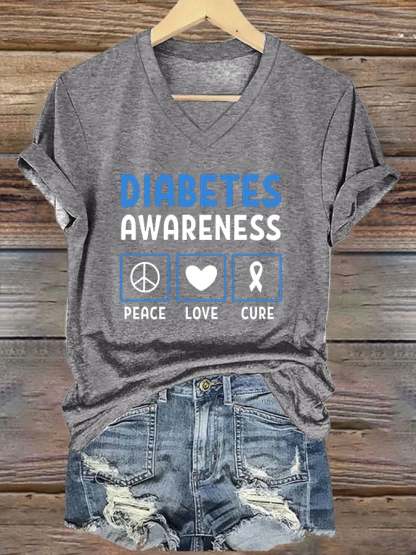 Women's Diabetes Awareness Print T-Shirt