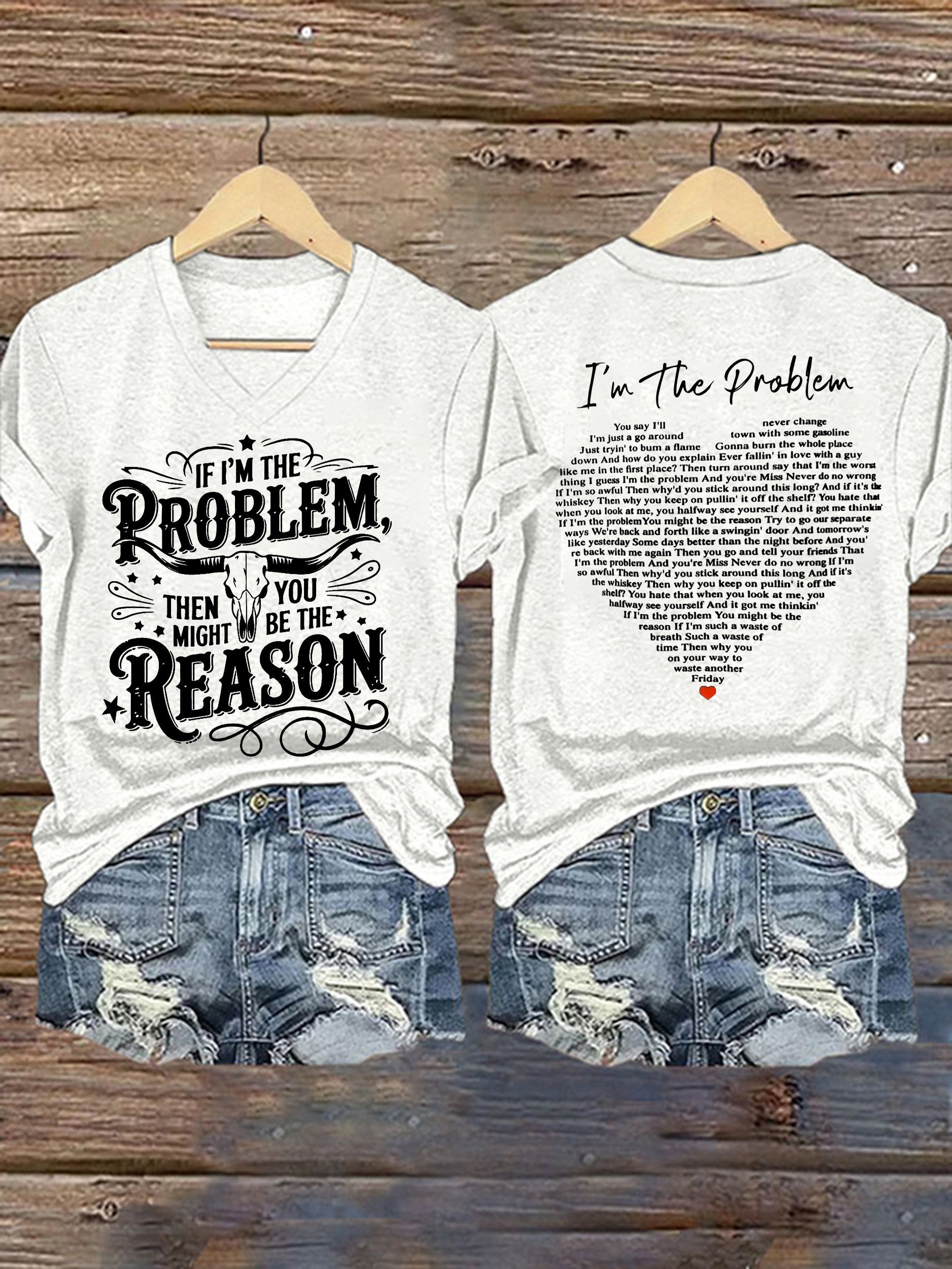 Women's If I'm The Problem You Might Be The Reason Printed Short-Sleeved T-Shirt