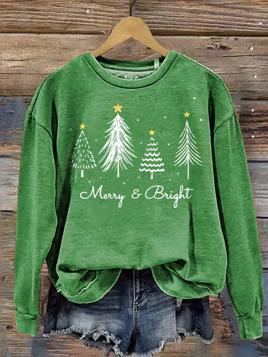 Christmas Tree Pattern Art Print Casual Sweatshirt