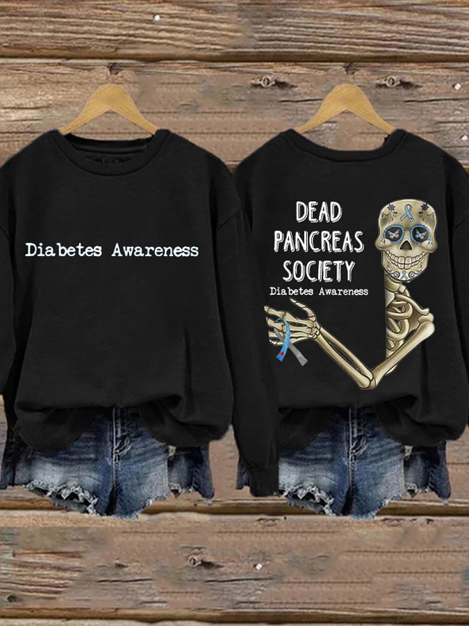 Retro Diabetes Awareness Dead Pancreas Society Print Sweatshirt