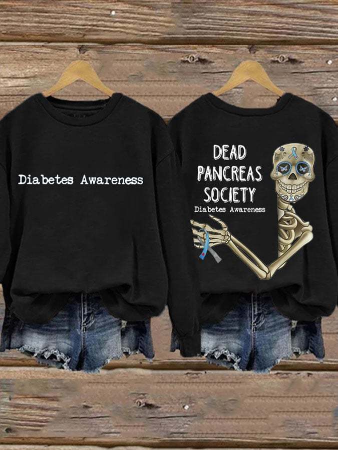 Retro Diabetes Awareness Dead Pancreas Society Print Sweatshirt