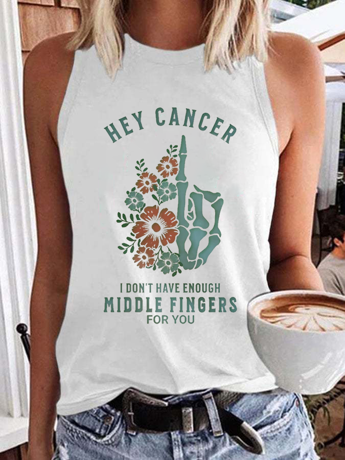 Women'S Hey Cancer Fuck You,Not Enough Middle Fingers Based Print Vest